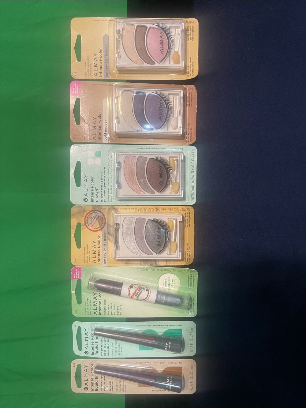 Almay Eye Color Sets in Pink, Blue, Brown, Silver & Green Packaging